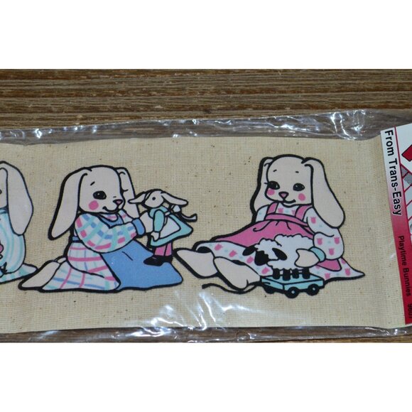 Vintage Playtime Bunnies Iron On Transfers Trans-Easy Springtime Velour Designs - Picture 5 of 5